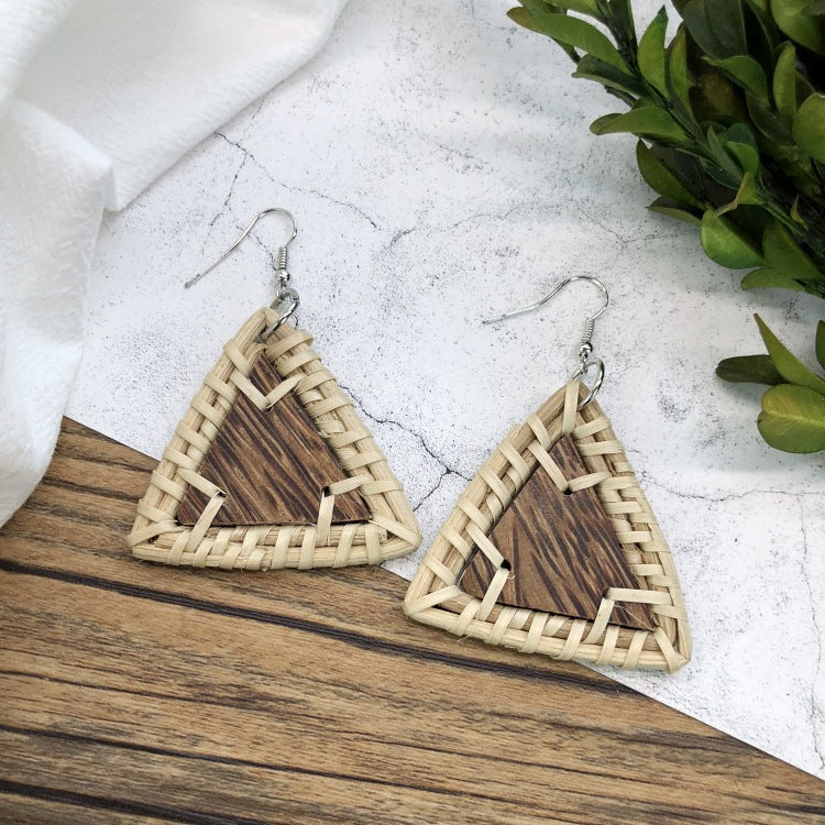 Wholesale Vintage Rattan Weaving Handmade Bohemian Earrings