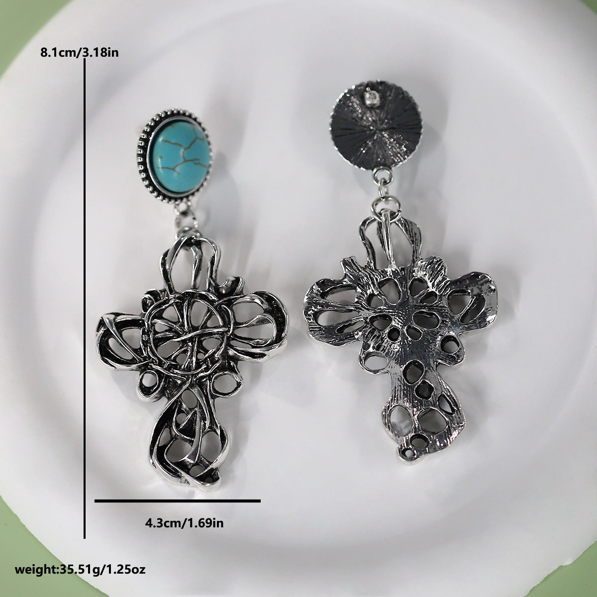 Wholesale Irregular Pleated Turquoise Earrings