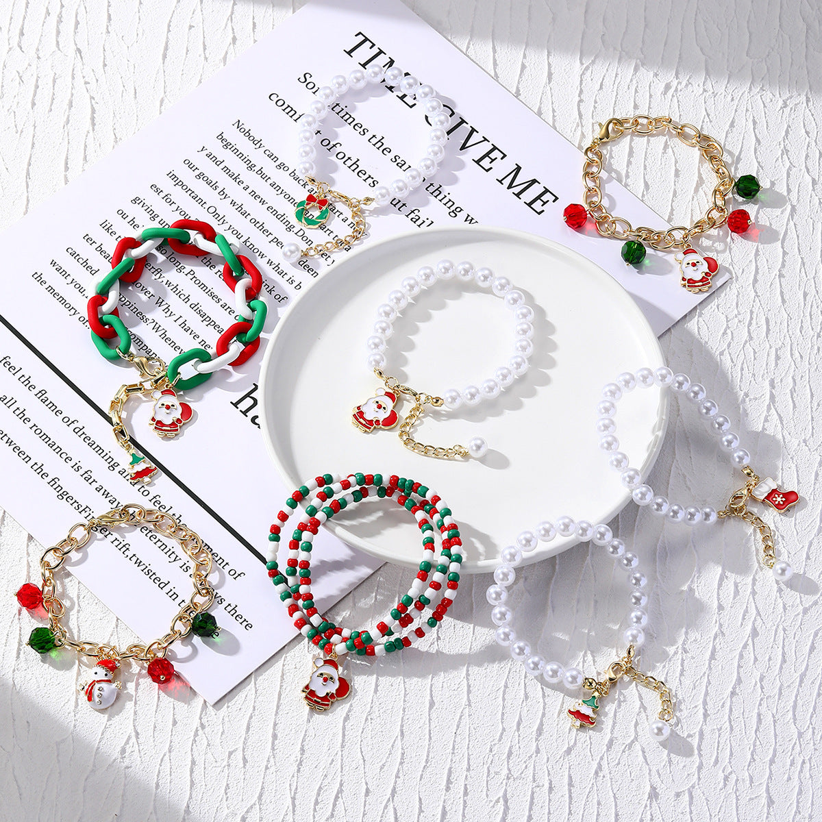 Wholesale Christmas Soft Clay Rice Beads Christmas Necklace