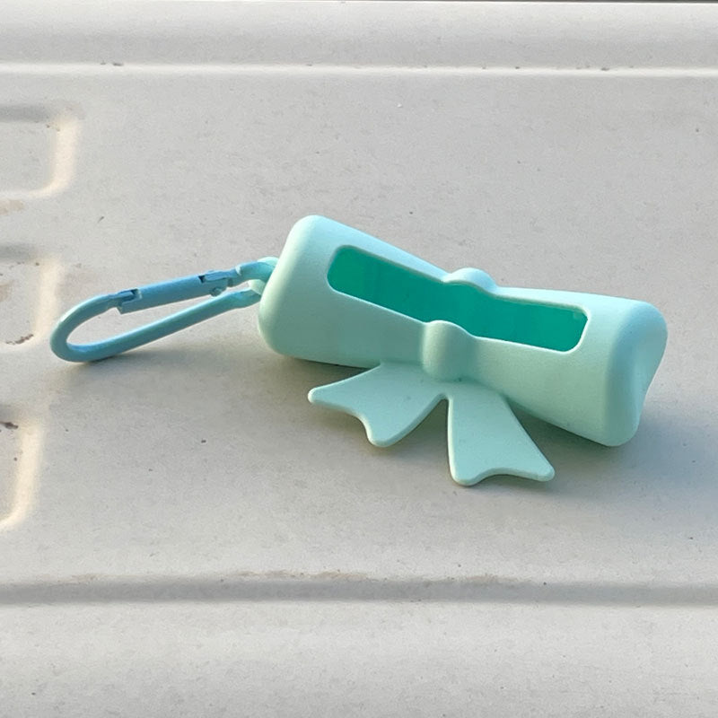 Wholesale Lipstick case silicone protective case bow lipstick bag keychain