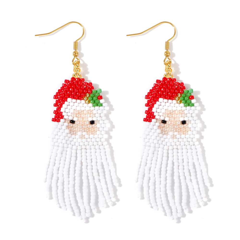 Wholesale Braided  Head Earrings with White High-end Tassels