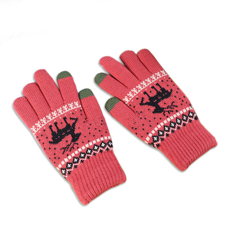 Wholesale Christmas Knitted Winter Touch Screen Warm Fawn Gloves