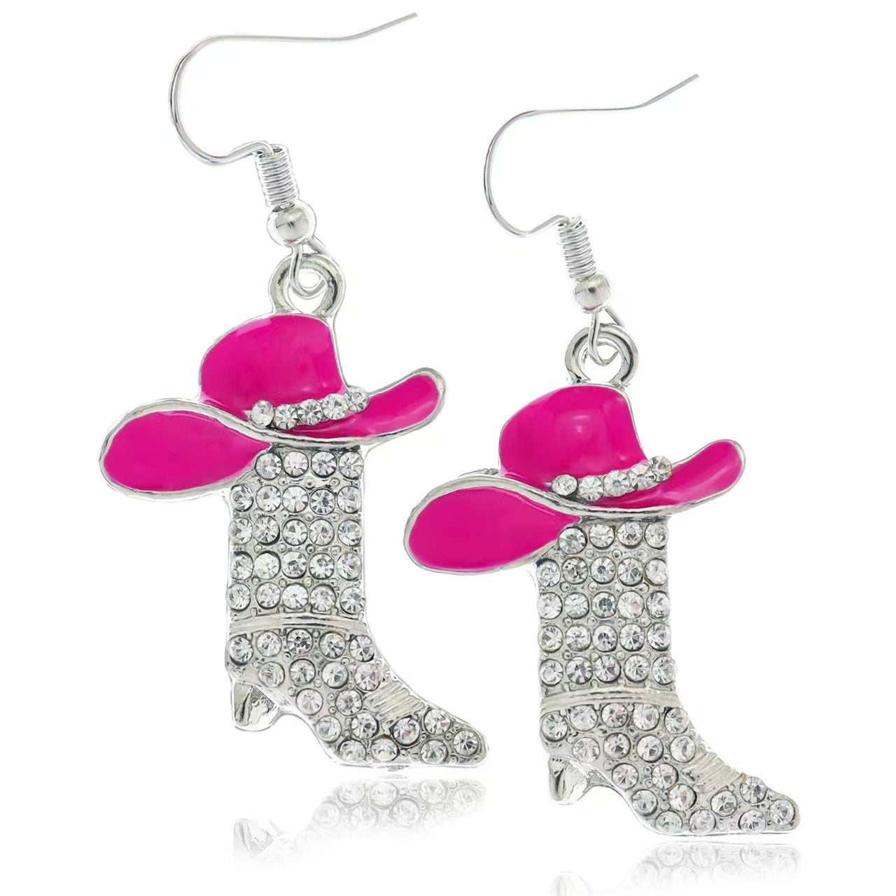 Wholesale Alloy Electroplated Blue Rhinestone Western Boot Drop Earrings For Women Stylish Party Accessory