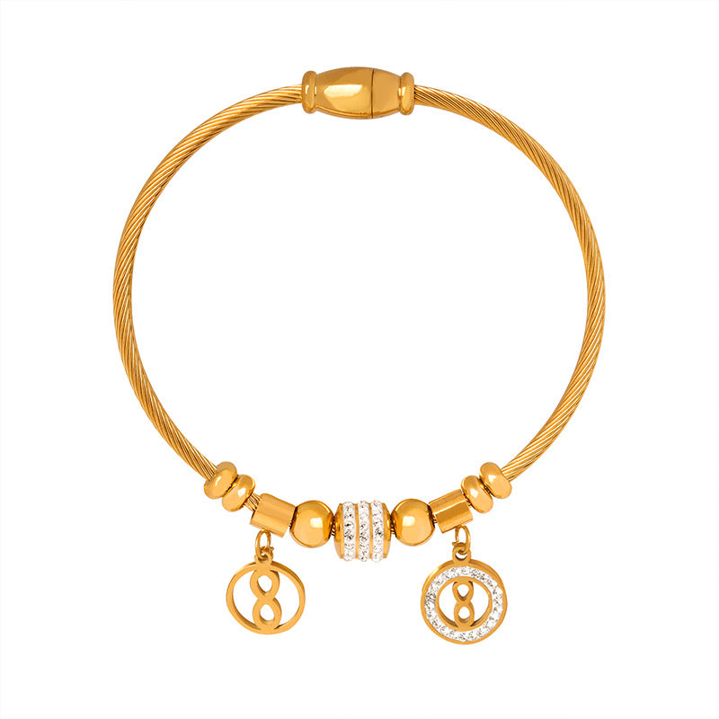 Wholesale Geometric Zircon Butterfly Love Titanium Steel Bracelet