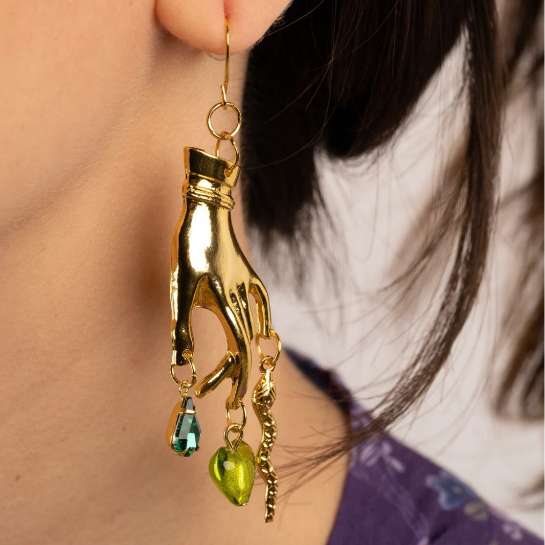 Wholesale  Ancient Egypt Gold Hand Snake Earrings Weird Earrings Weird Earrings Cool Earrings Jewelry Aesthetics