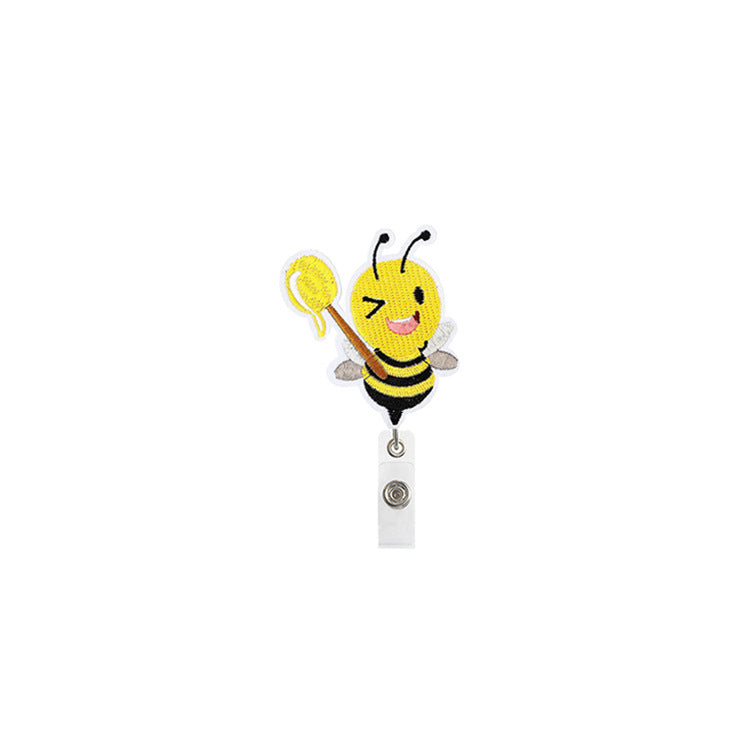 Wholesale ABS Cute Bee Sunflower Felt Fabric Badge Scroll Retractable Keychain