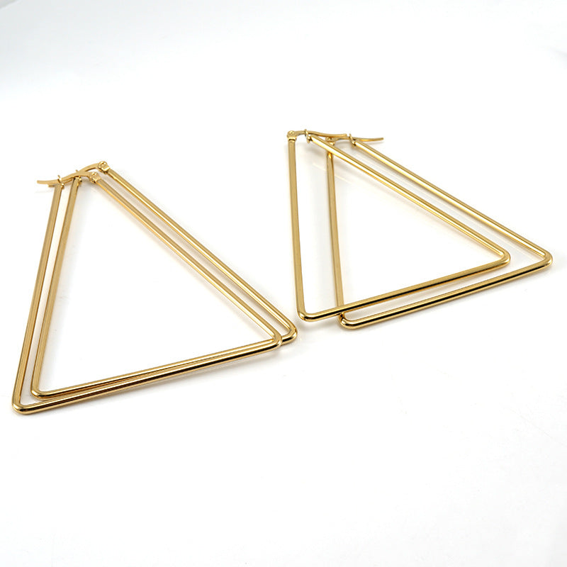 Wholesale Titanium Steel Triangle Earrings