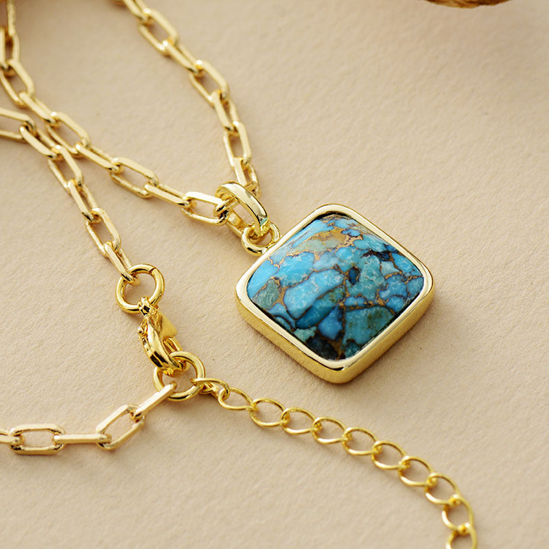 Wholesale Turquoise Plated 18K Gold Chain Pendant Necklace