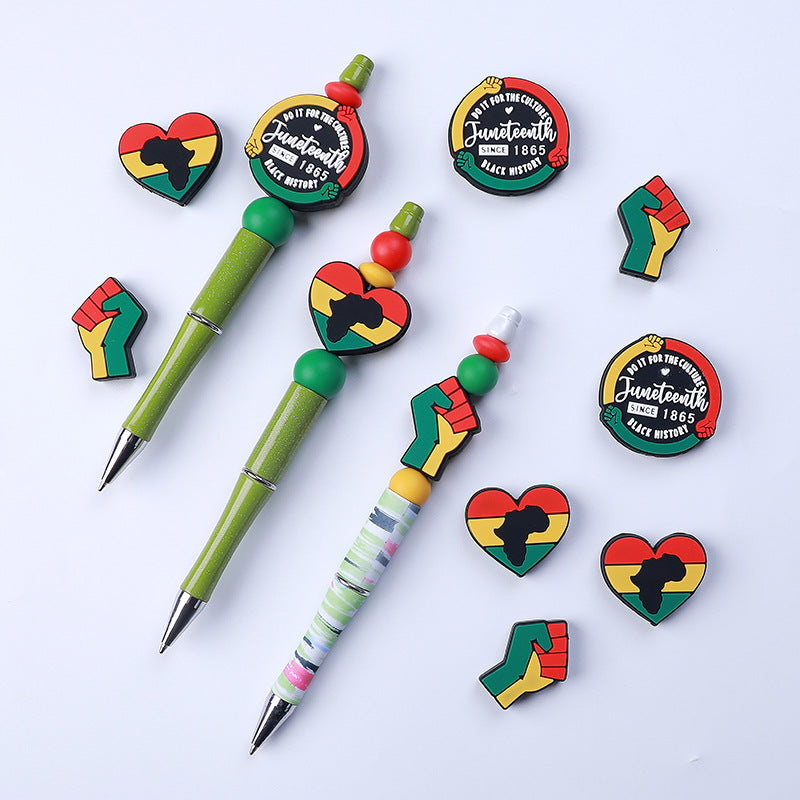 Wholesale 20pcs Black History Month Juneteenth Silicone Beads