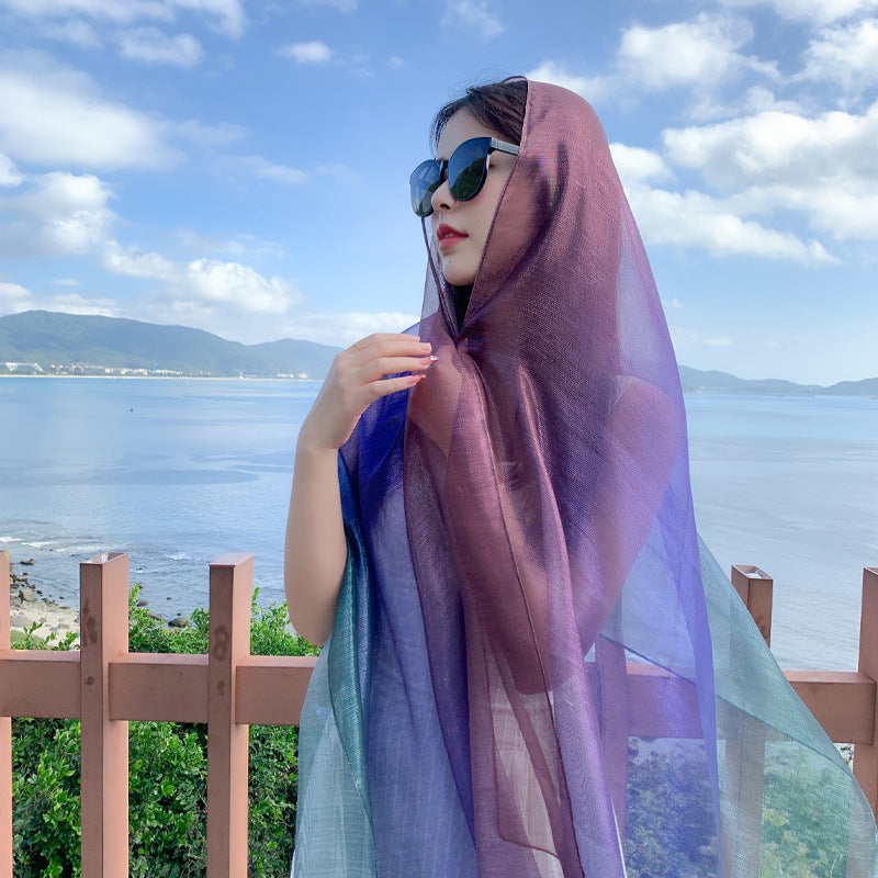 Wholesale Thin Sunscreen Long Gradient Silk Scarf