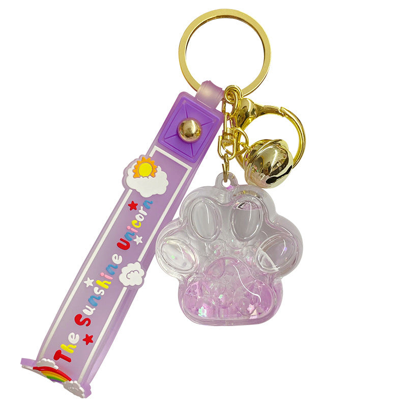 Wholesale Acrylic Floating Liquid Quicksand Bottle Cat Claw Keychain