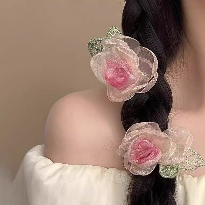 Wholesale Dried rose flower bangs side hair accessories
