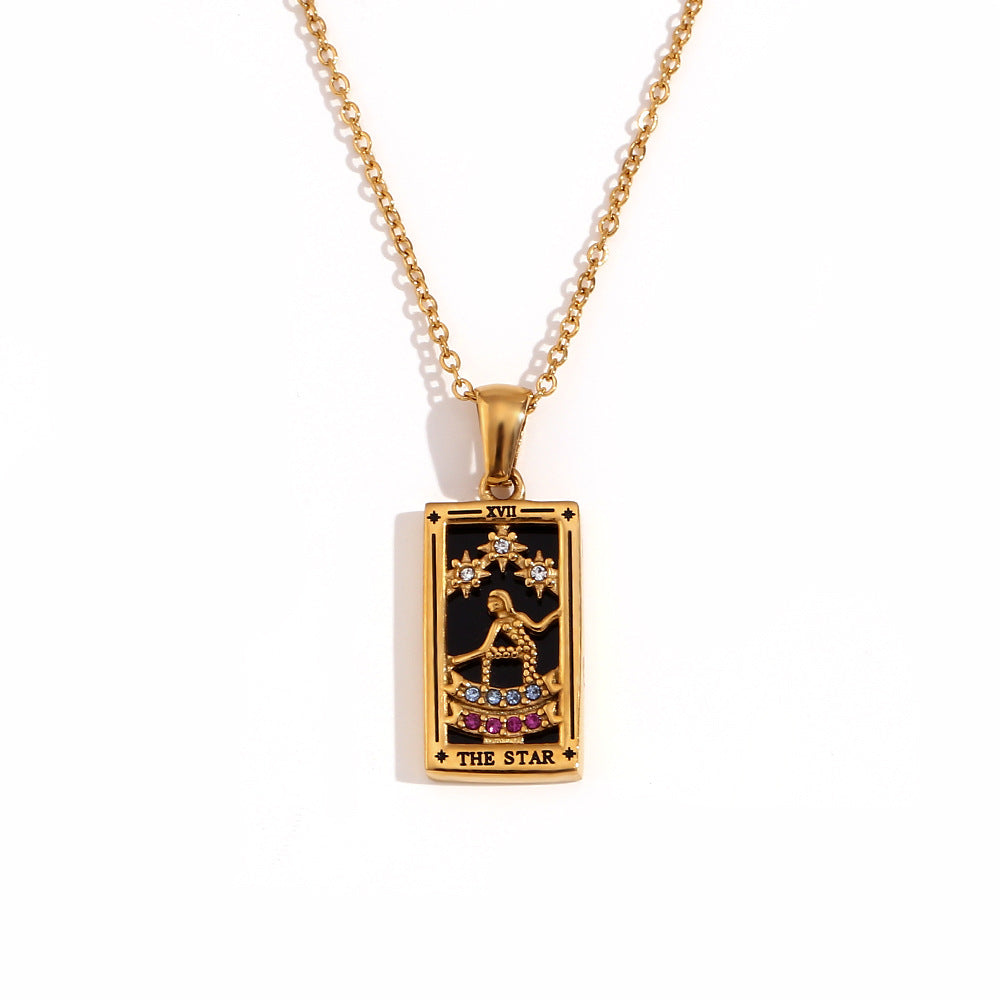Wholesale Gold and silver Tarot card Stainless Steel Necklace
