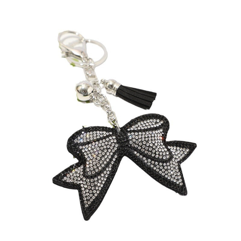 Wholesale 12pcs creative bow rhinestone keychain cute rhinestone bag tassel pendant