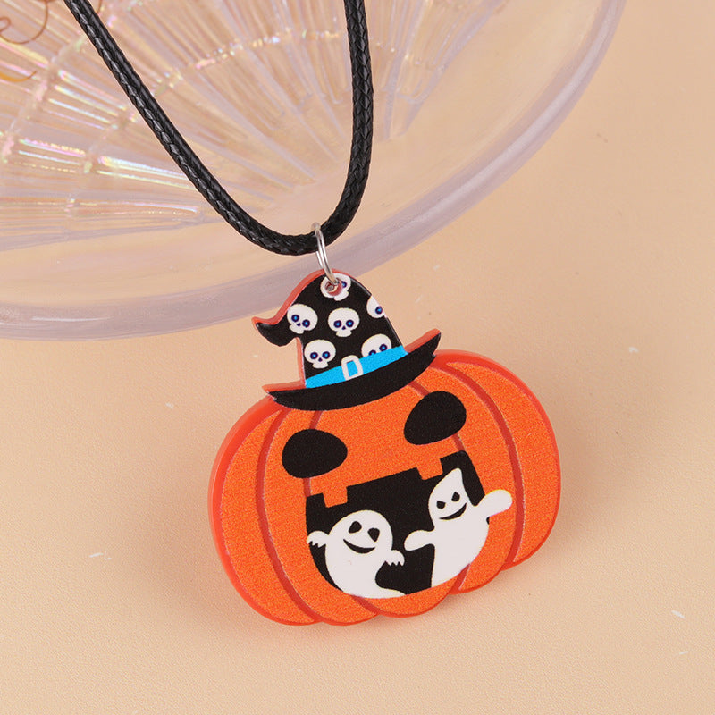 Wholesale Hot Sale Halloween Series Cartoon Fun Ghost Pumpkin Necklace