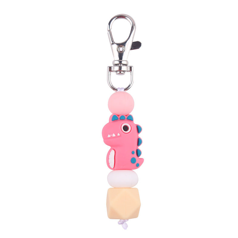 Wholesale Creative 3D Cartoon Pink Dinosaur Silicone Keychain