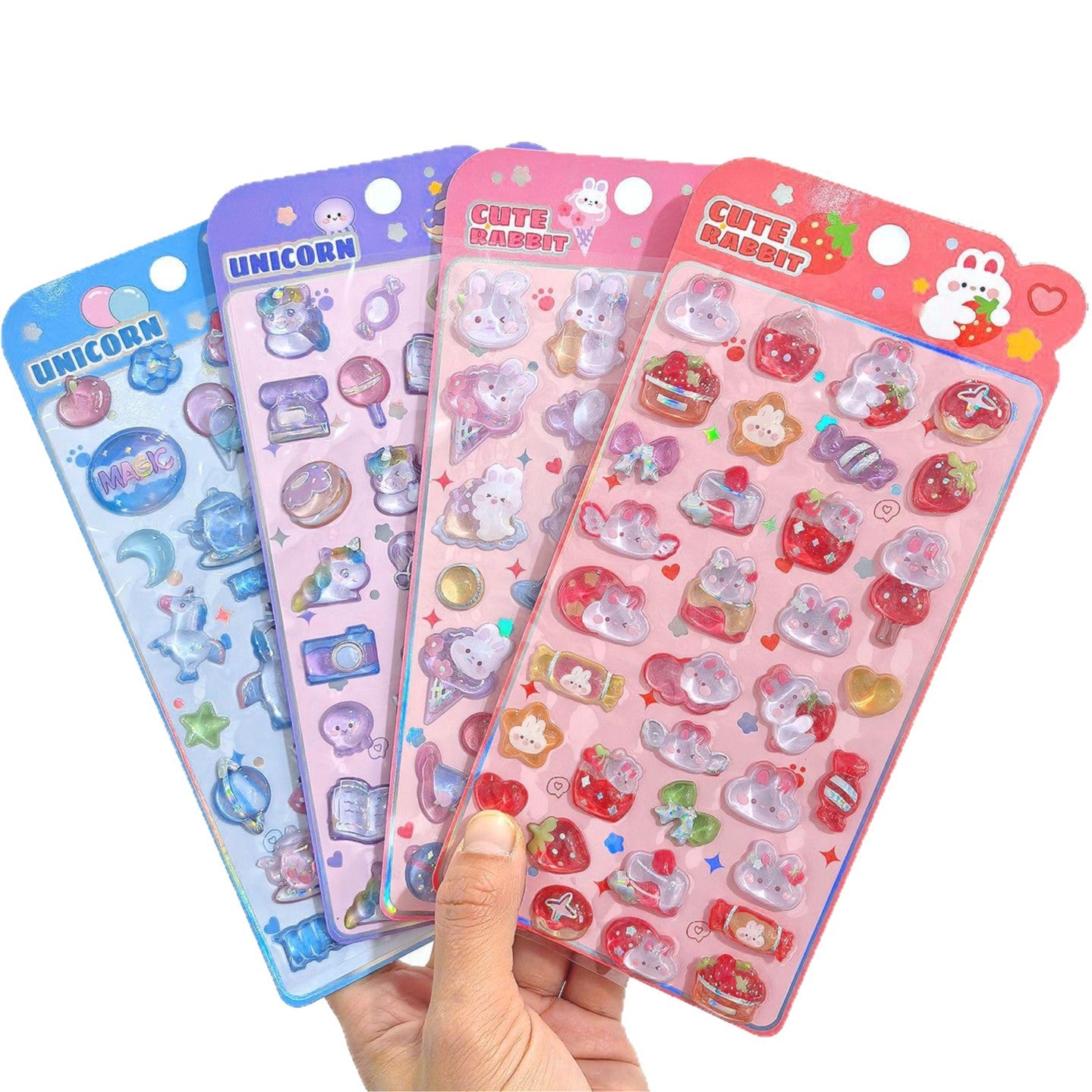Wholesale Embossed Strawberry Ocean Unicorn Cartoon 3D Stickers  OLY Exclusive
