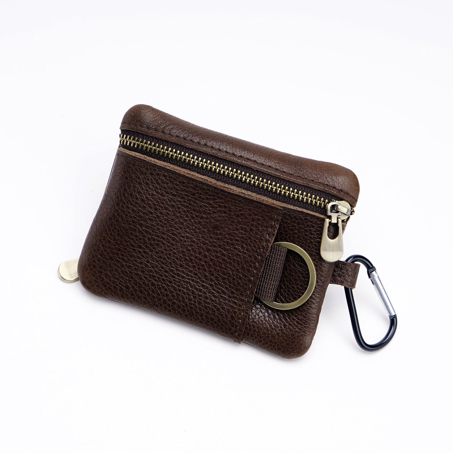 Wholesale Mini Zipper Cowhide Coin Purse Leather Keychain