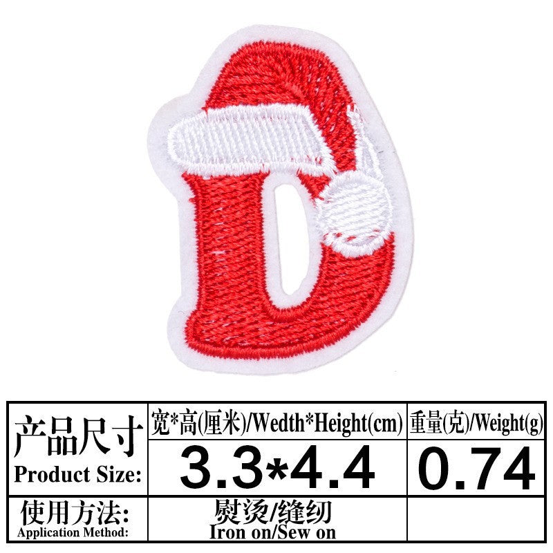 Wholesale Christmas 26 Letter Embroidery Patch Set Iron On DIY For Clothing Towels Gift