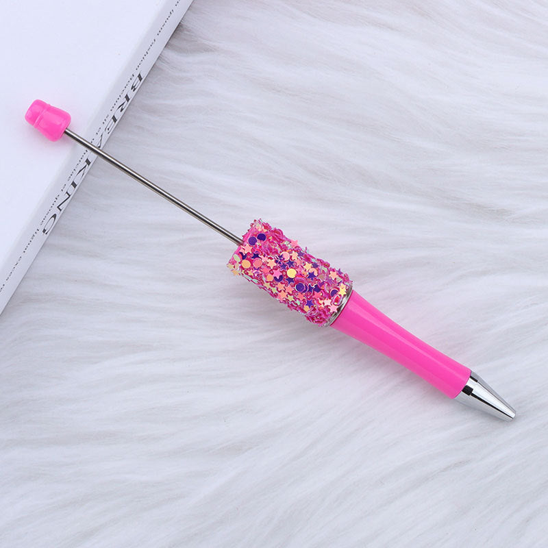 Wholesale 50pcs DIY sequins beaded pen in tock five-pointed star  creative cute beaded ballpoint pen stickers  cute pen