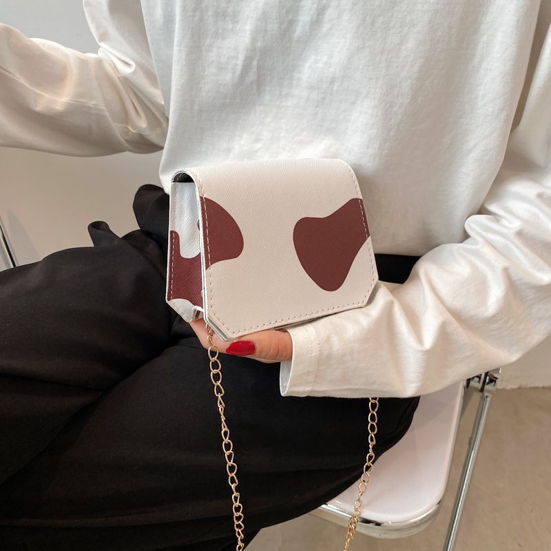 Wholesale PU Cow Pattern Bag Mini Bag One Shoulder Messenger Chain Bag