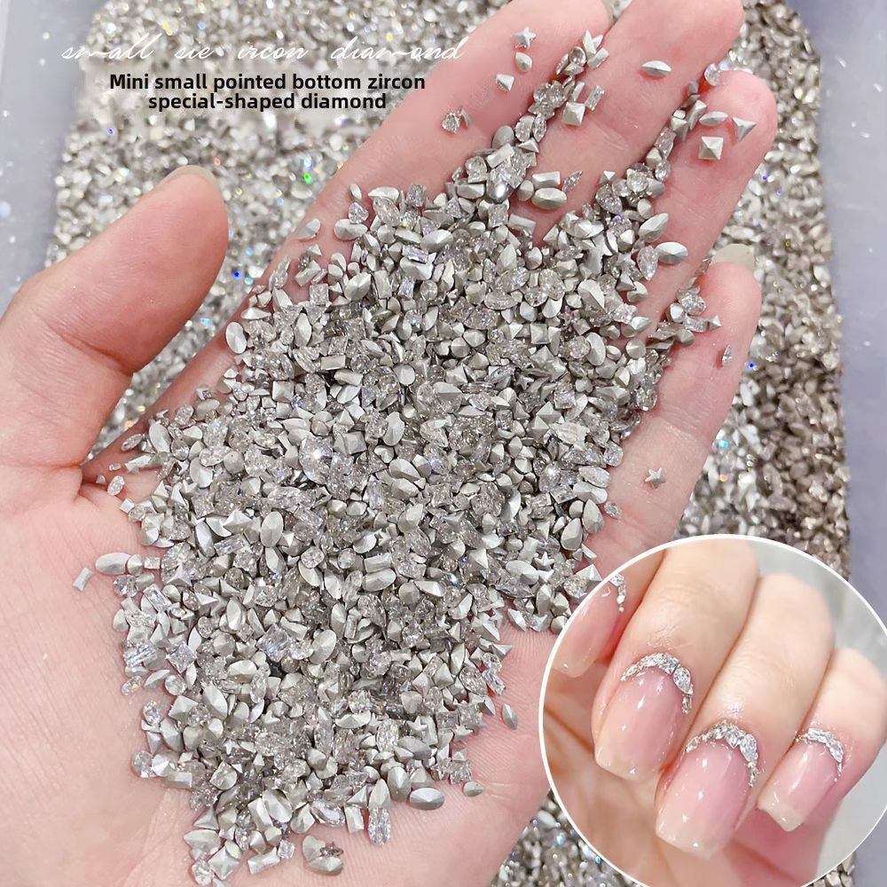 Wholesale 50/1000/10000pcs nail art mini small pointed bottom zircon shaped diamond super flash mini white micro zircon nail decoration