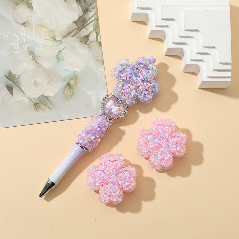 Wholesale 10pcs beaded pen bow four-leaf clover DIY cute beads