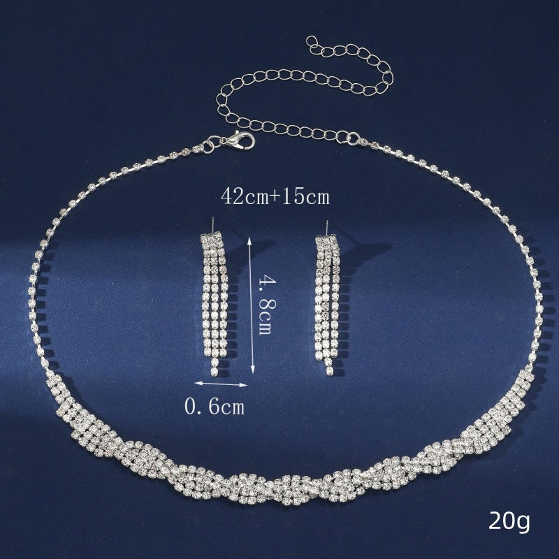 Wholesale 2pcs Annual Meeting Simple Dinner Bridal Wedding Dress Necklace Earrings