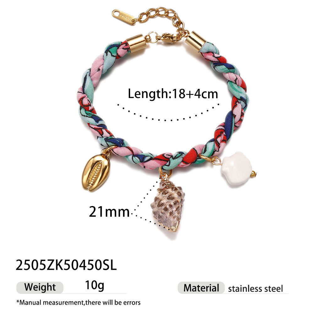 Wholesale Tina European and American Stainless Steel Pendant Necklace Sweet Cool Sexy Style Silk f Braided Colorful Necklace Clavicle Chain Necklace Jewelry
