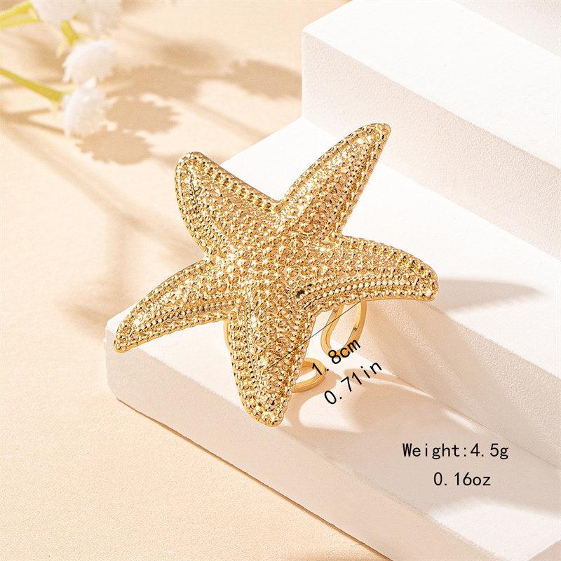 Wholesale Summer ocean style holiday style starfish ring