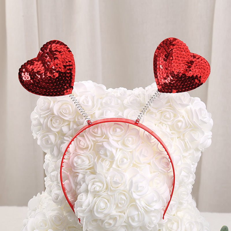 Wholesale 20pcs Valentine's Day Red Love Party Sequin Headband Peach Heart Buckle