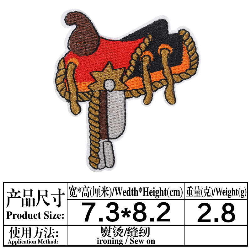 Wholesale Cartoon cloth patch western cowboy hat computer embroidery cloth patch