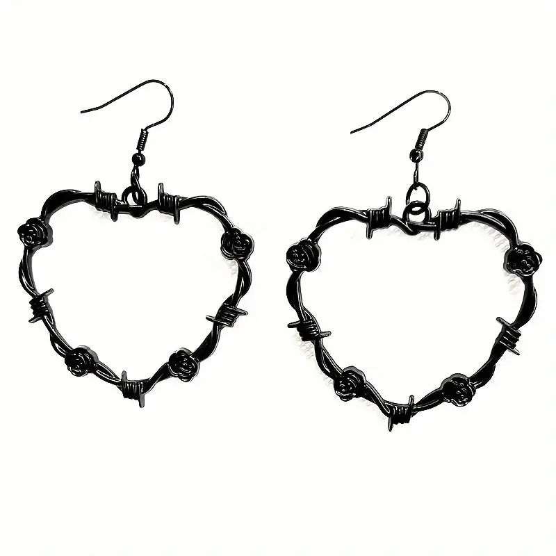 Wholesale Simple thorn rose heart earrings