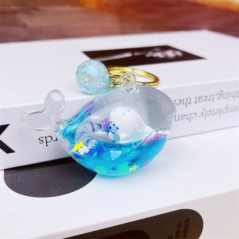 Wholesale Whale Floating Acrylic Liquid Keychain
