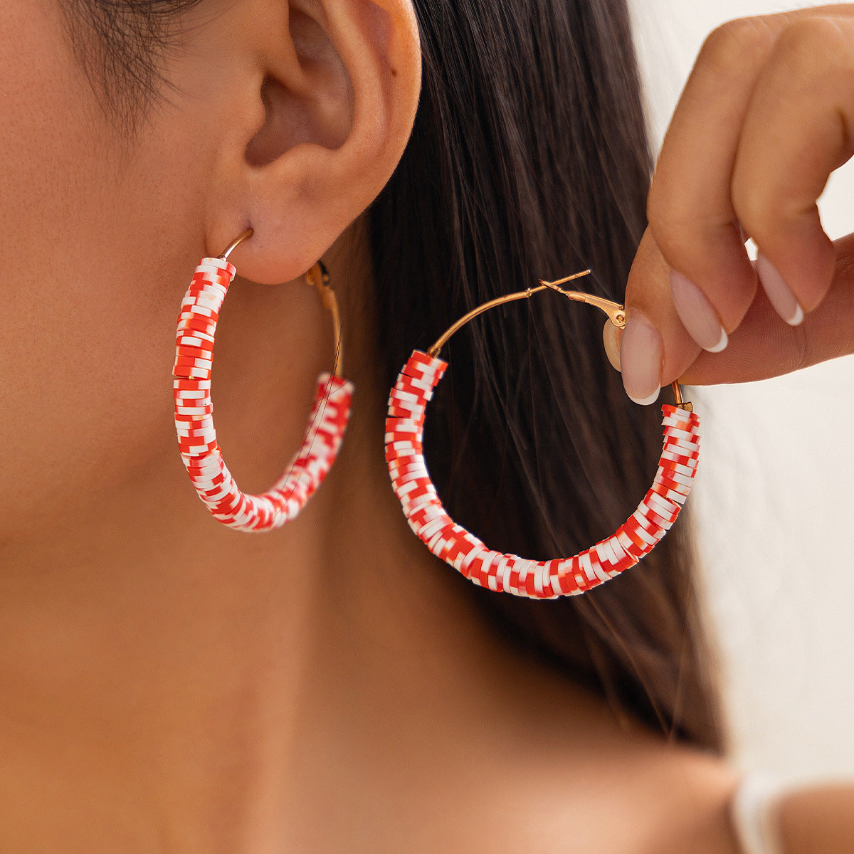 Wholesale Christmas contrasting  Hoop Earrings