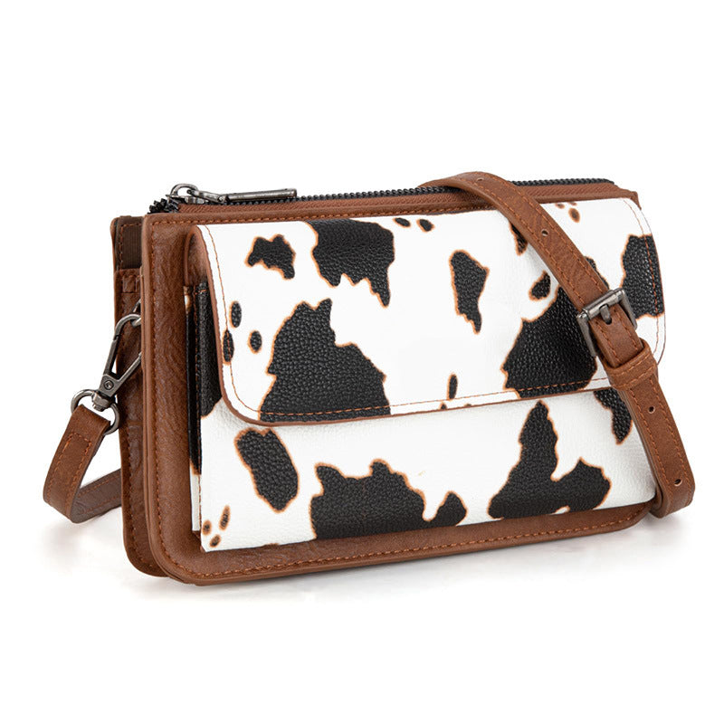 Wholesale Retro solid color cow pattern shoulder bag messenger bag