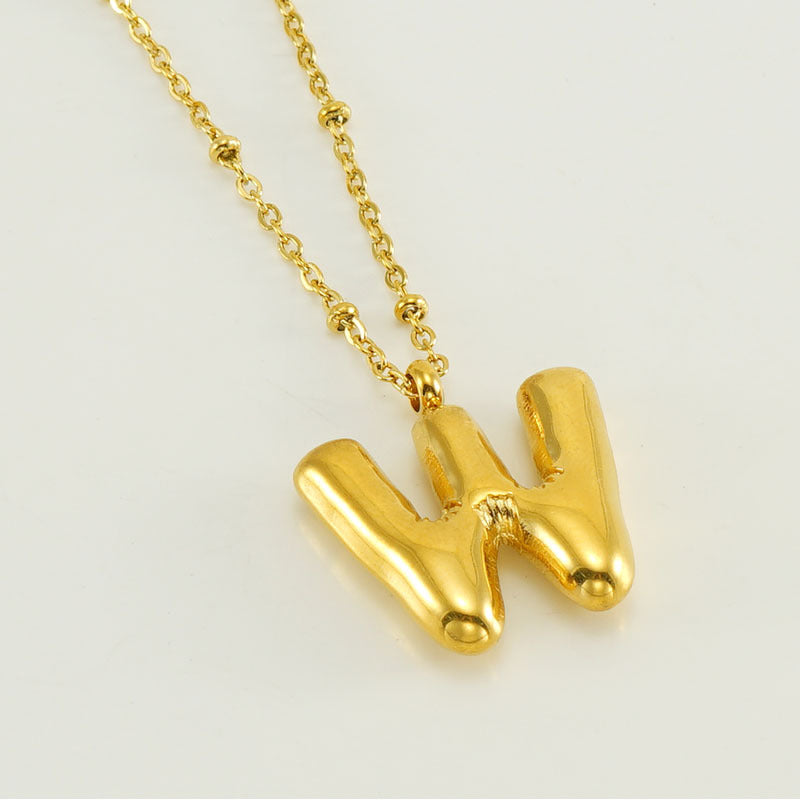Wholesale Bubble Letter 18K Stainless Steel Necklace