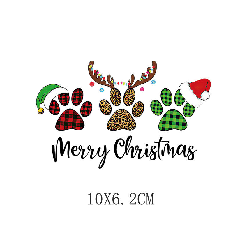 Wholesale  5pcs/pack   Children' s Cartoon Christmas Heat Transfer Stickers   UV DTF Ready to Press Transfers Wraps