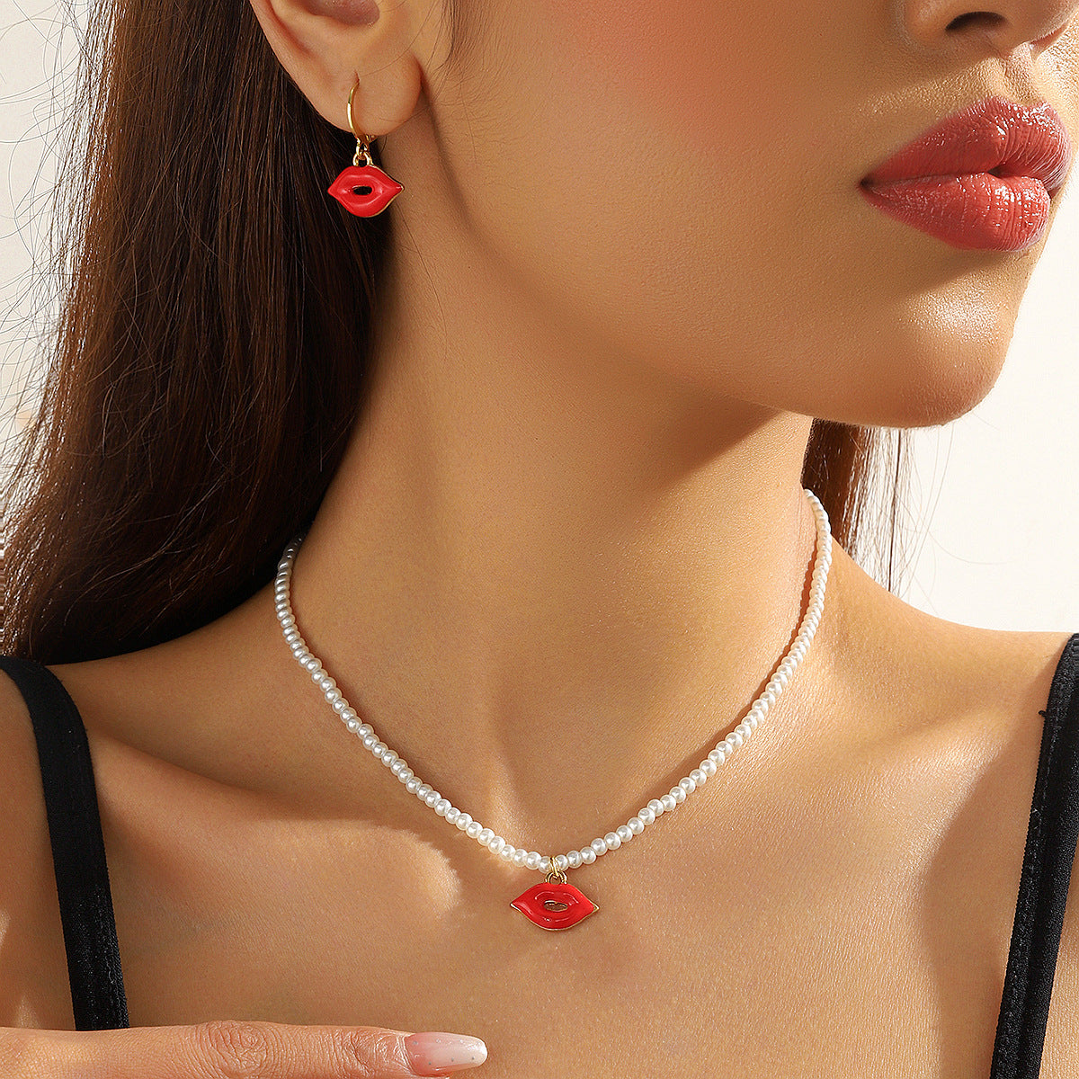 Wholesale Valentine' s Day  Bow Red Rose Love   Necklace