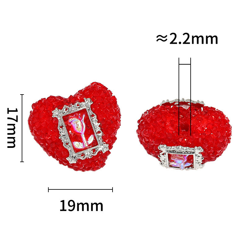 Wholesale 10pcs Rose photo frame with heart-shaped soft sugar rhinestone ball