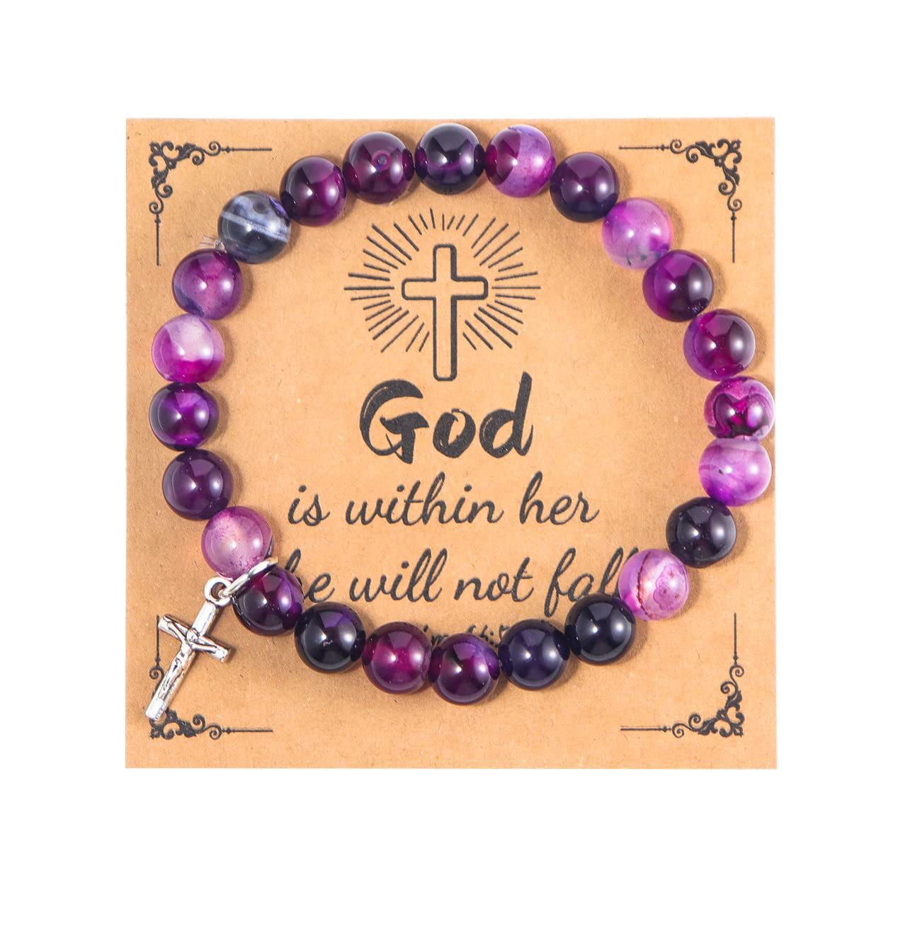 Wholesale Pink Zebra Stripe Amethyst Cross Bracelet