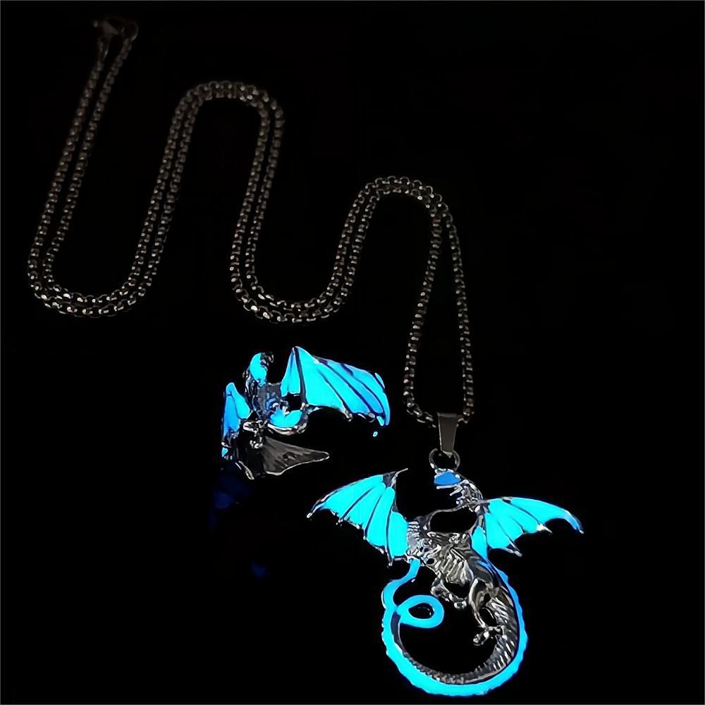 Wholesale Luminous Flying Dragon Pendant   Pterosaurus Ring  Alloy Set