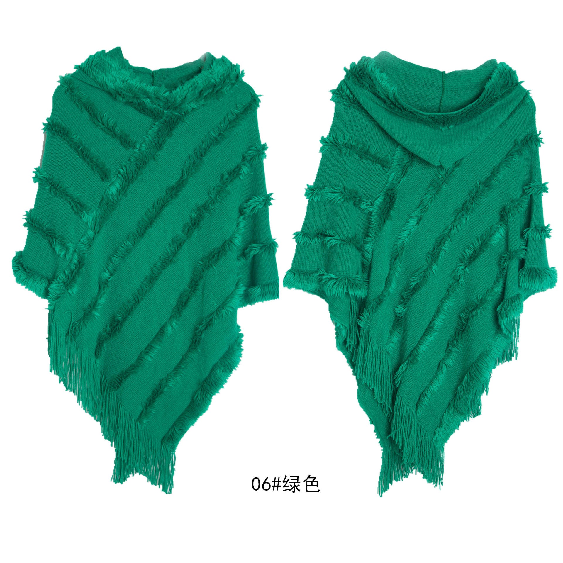 Wholesale Autumn and Winter Shawl Solid Color Hooded Knitted Pullover Cape Shawl