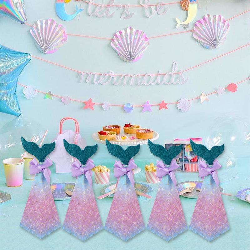 Wholesale of 10pcs/pack Mermaid Birthday Party Paper Candy Boxes