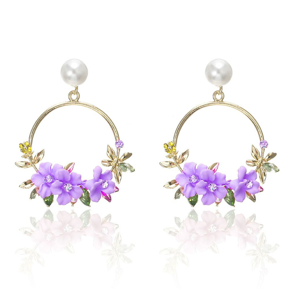 Wholesale Flower Polymer Clay Pearl Earrings