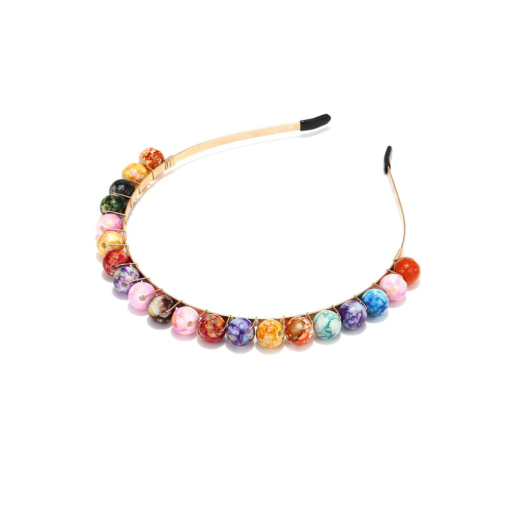 Wholesale Bohemian Colorful Resin Hand Wrapped Beaded Headband
