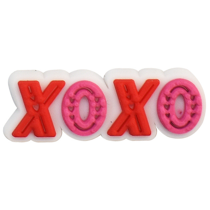 Wholesale random 100pcs Valentine' s Day  Removable Pvc Soft Glue Croc Shoes Charms