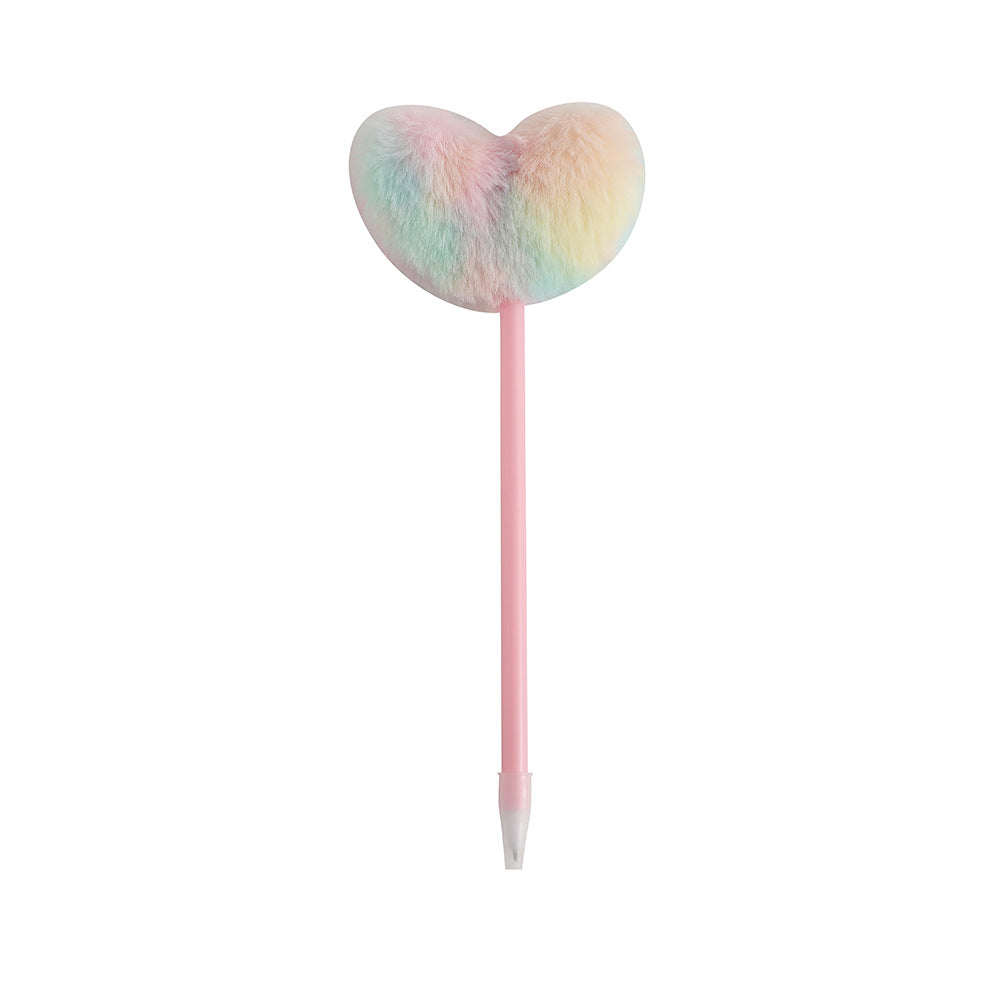 Wholesale Cartoon Heart Shaped Hair Ball Hand Account Ballpoint Pen