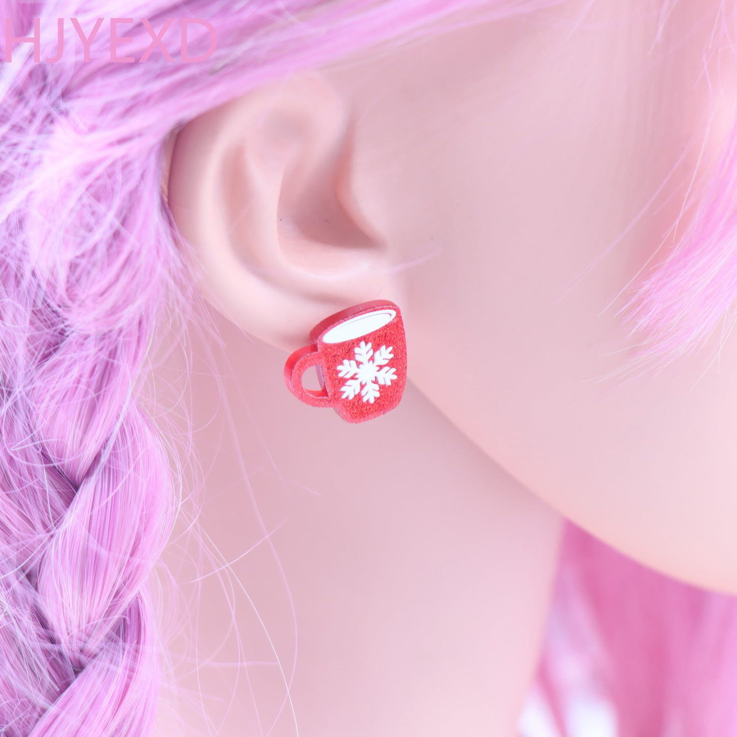 Wholesale Christmas Cute Cut Red Glitter Acrylic Stud Earrings
