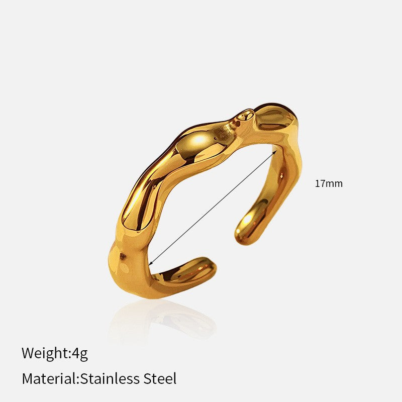 Wholesale Trendy Glossy Open Titanium Steel Ring Stainless Steel 18K Gold Plated Niche Ring